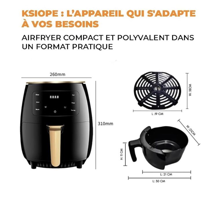 Frytkownica powietrzna 4,5 l nowej generacji: 1400 W, dotykowy