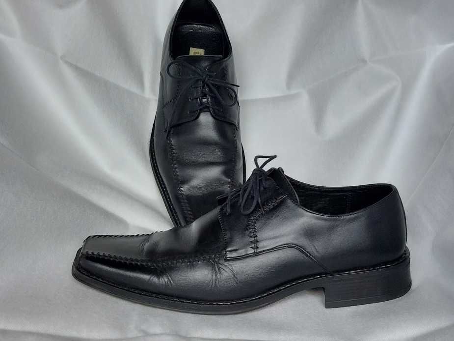 Buty męskie Dorian skórzane 43 czarne eleganckie garniturowe