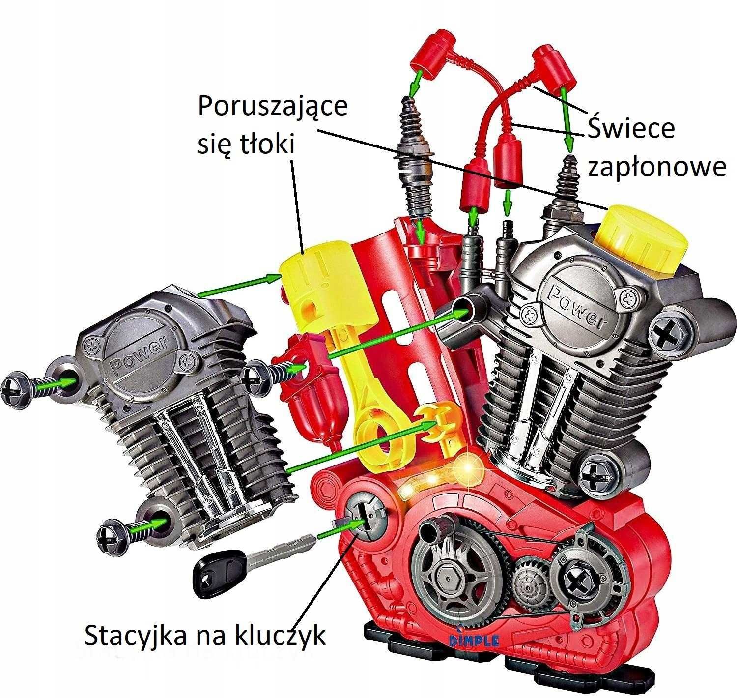 Silnik dla dzieci do skręcania rozkręcania mechanik konstruktor