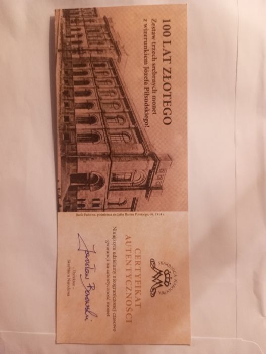 Zestaw monet Srebrnych 2zl,5zl.10zl. z Józef Piłsudski