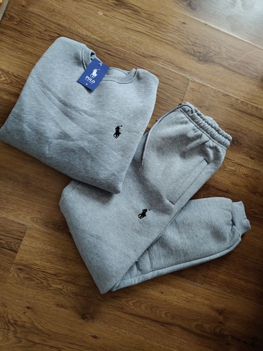 Komplet dresowy męski Ralph Lauren ciepły ocieplany dres szary XXL