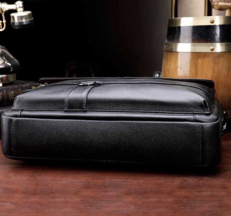 Якісна чоловіча шкіряна сумка -портфель для ноутбука, для документів