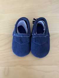 Mocassim bebe menino azul camurca