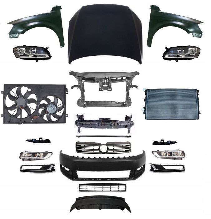 PASSAT B7 10-15 RATY 0% przód maska zderzak błotnik pas lampa