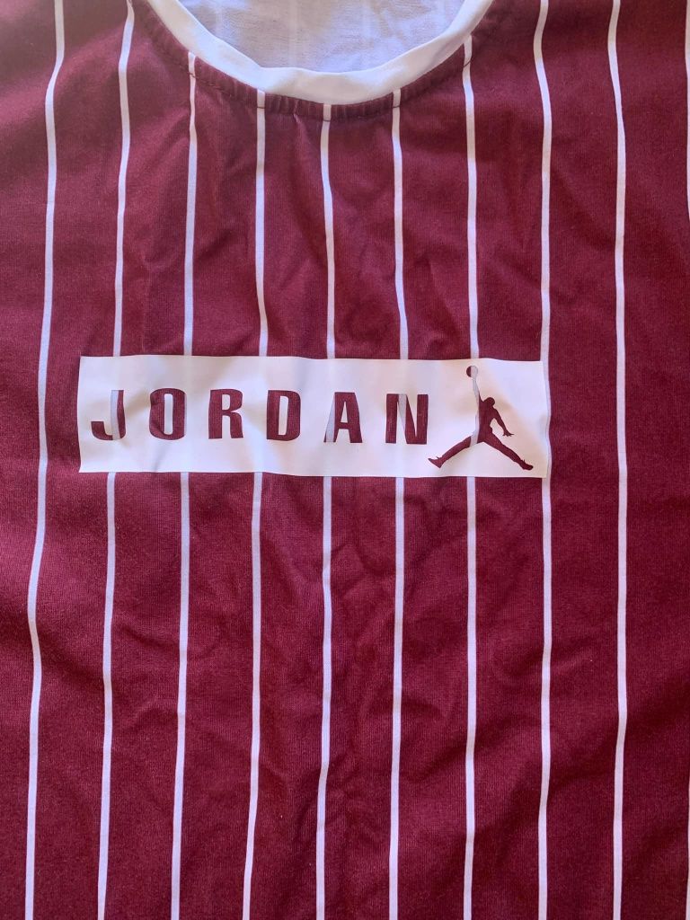 Koszulka Jordan – oryginalna, 100% bawełna, bordowa w paski