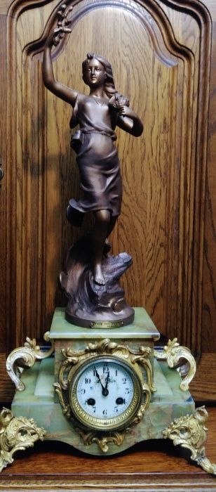 Каминные,антикварные часы,оникс,бронза,шпиатр,Франция,19 век