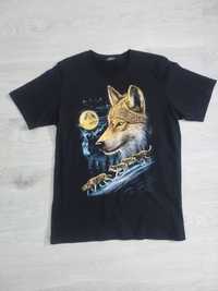 L koszulka t-shirt czarna męska nadruk wilk wilki wolf wataha księżyc