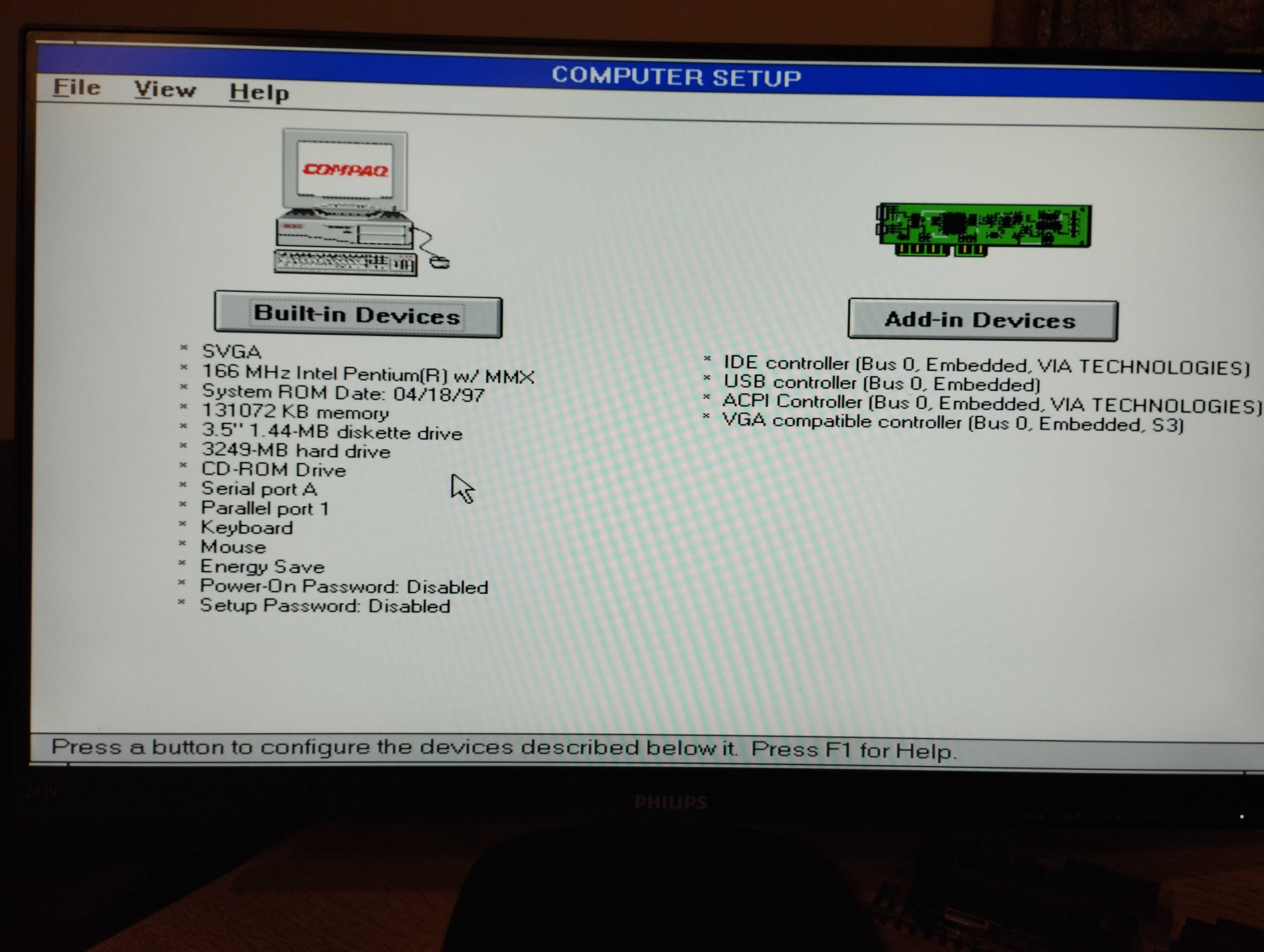 Retro komputer Intel Pentium 166MMX