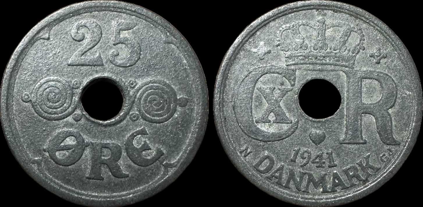 Moeda de 25 Ore - 1941 - Dinamarca - Ocupação Alemã