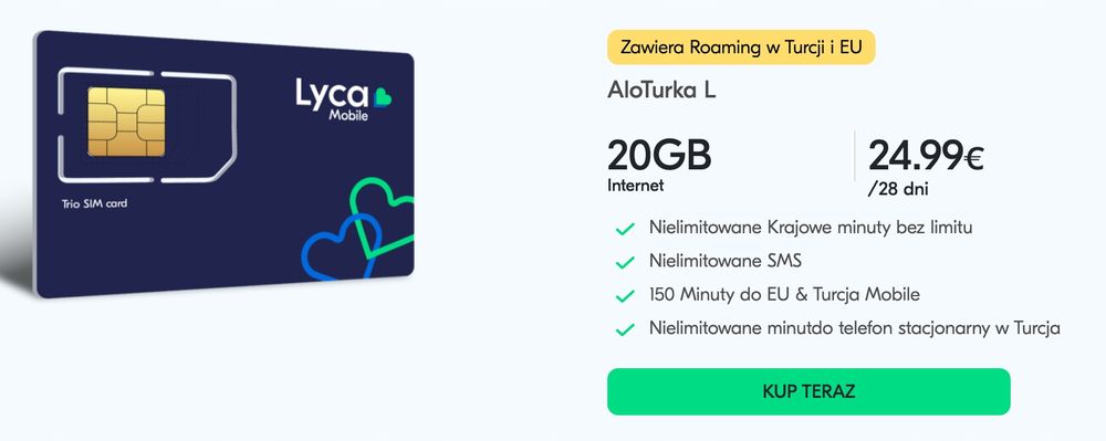 Lycamobile DE +49 Starter 20GB AloTurka L 17 GB UE