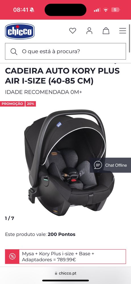 NOVO -  Trio Chicco com coque Kory