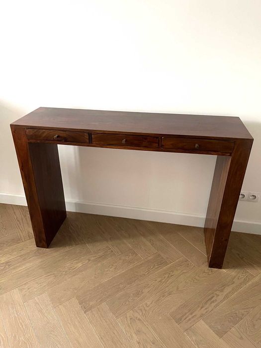 Okazja! Stylowa konsola stolik z trzema szufladami. Palisander!