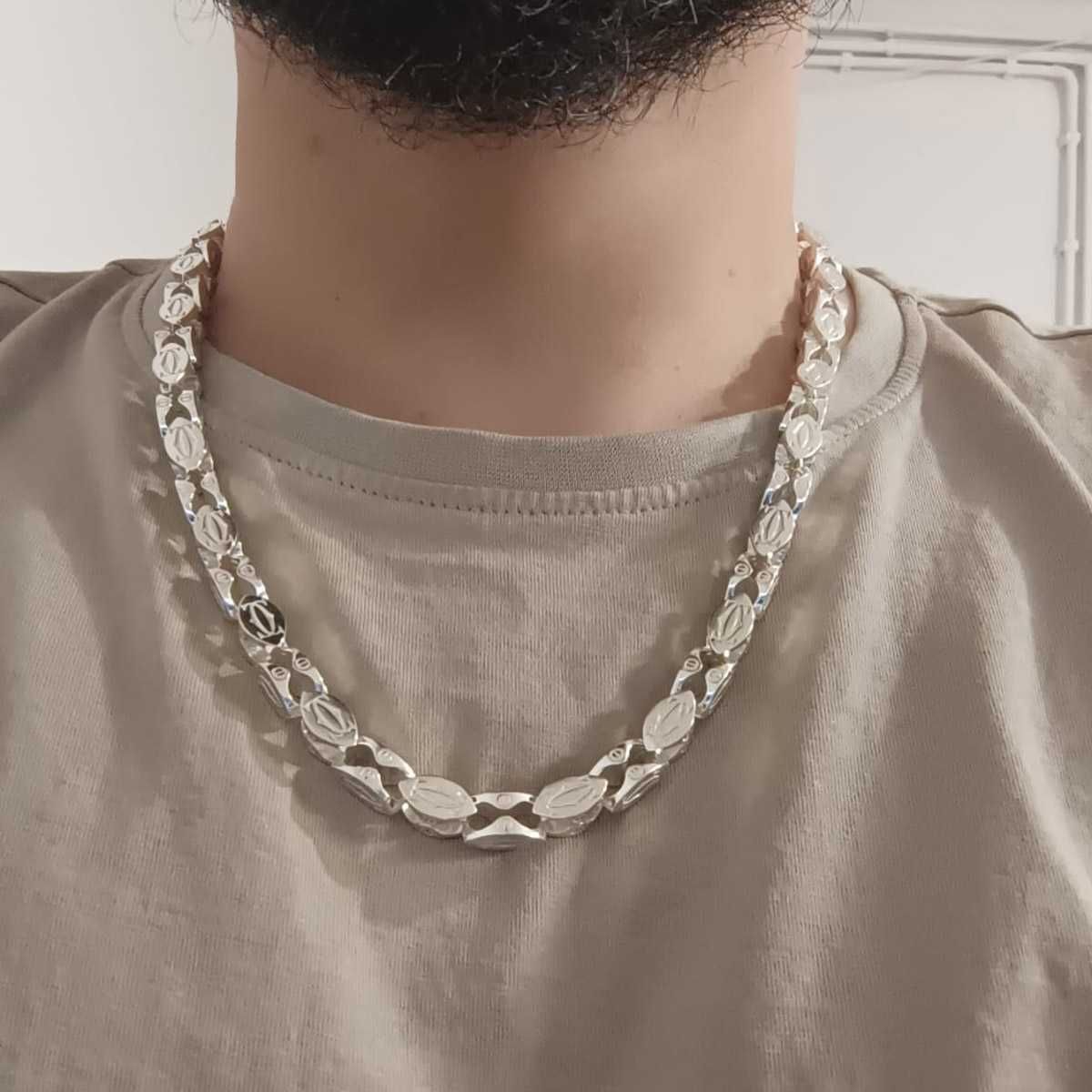 Srebrny łańcuch gruby Cartier 8mm 180g 60cm szuflada łańcuszek srebro