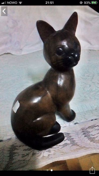 Gato em madeira maciça com o rabo caido MEDIDAS, 30cm