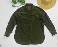 zielona koszula sztruksowa bawełniana unisex  damska męska oliwkowa