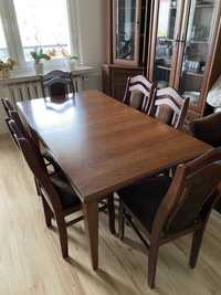 Stół drewniny rozkladany + 6 krzeseł