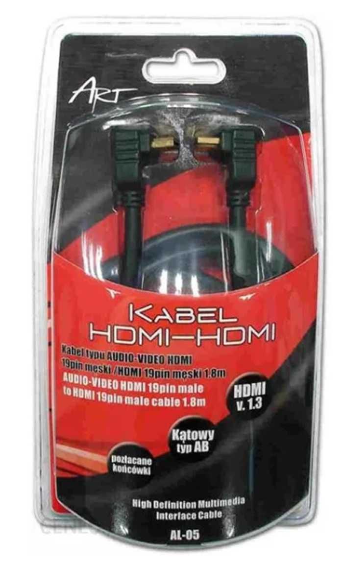 Kabel HDMI ART AL-05 kątowy pozłacane końcówki 1,8m nowy