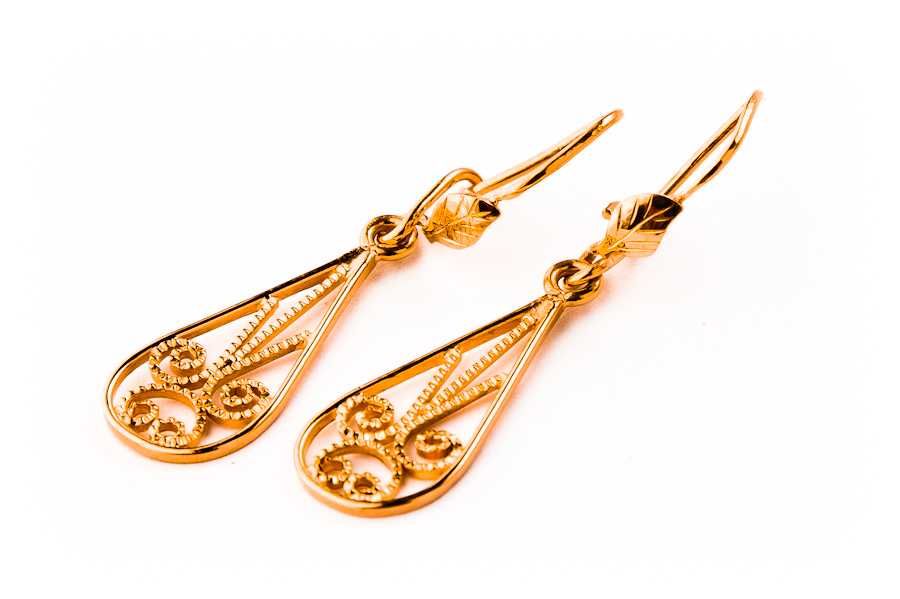 Złote Kolczyki - Filigran - PRL - VINTAGE - 14K - 2,43g - Kraków