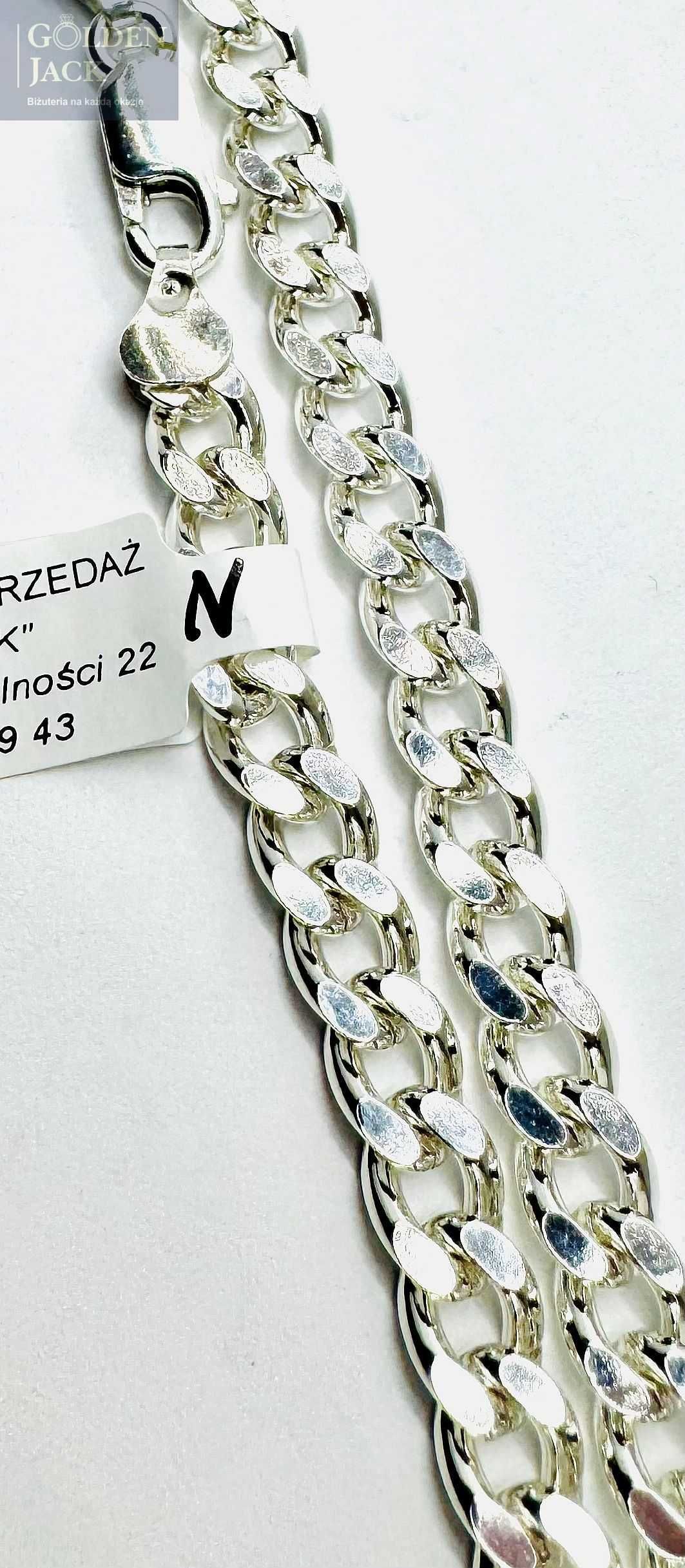 Srebrny łańcuszek splot Pancerka srebro pr. 925 dł. 45 cm waga 39,96 g