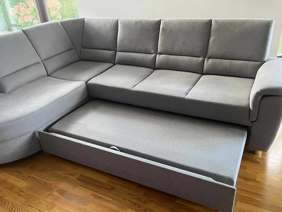 Kanapa narożna z funkcją spania i pojemnikiem na pościel - stan bdb