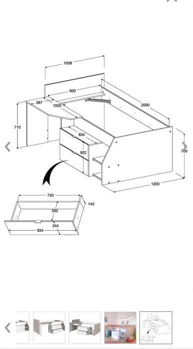 Cama alta  de Solteiro