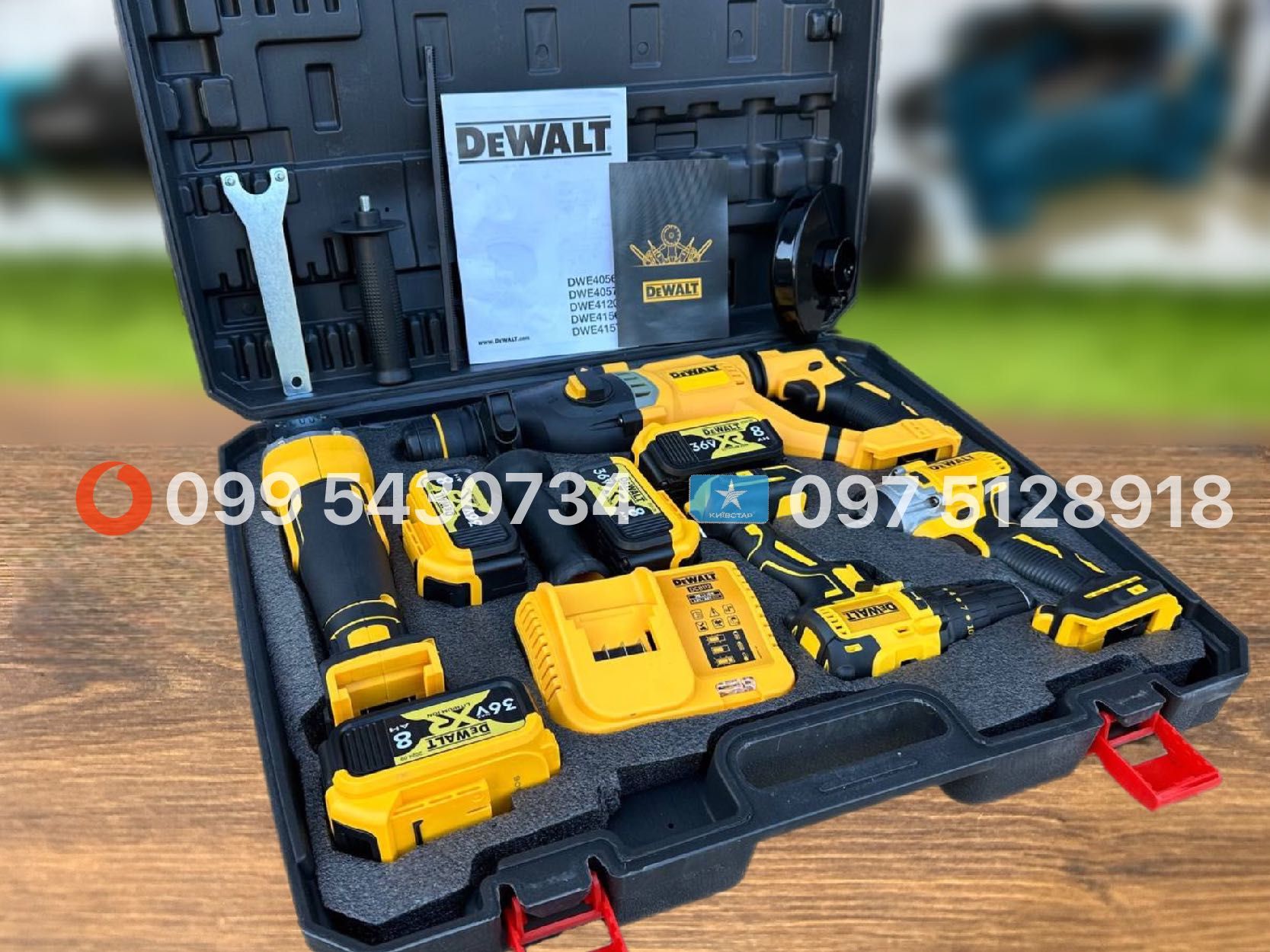 Набір 4/1 DeWALT Болгарка + Гайковерт + Перфоратор + Шуруповерт 36V8Ah