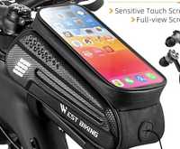 Torba sakwa rowerowa przednia uchwyt na telefon do 7 cali West Biking