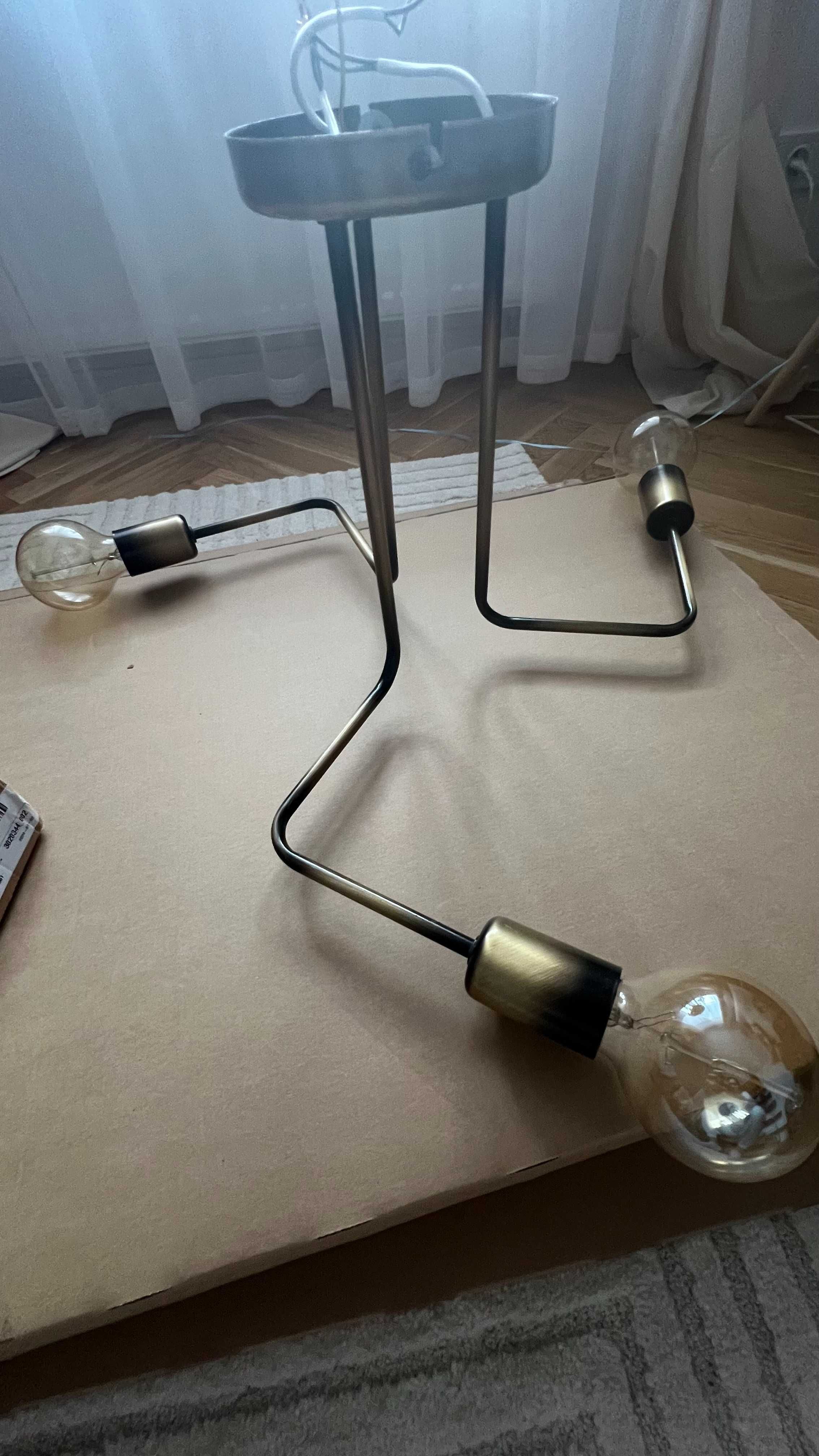 Żyrandol/ lampa wisząca, kolor złoty, metal, 3 źródła światła