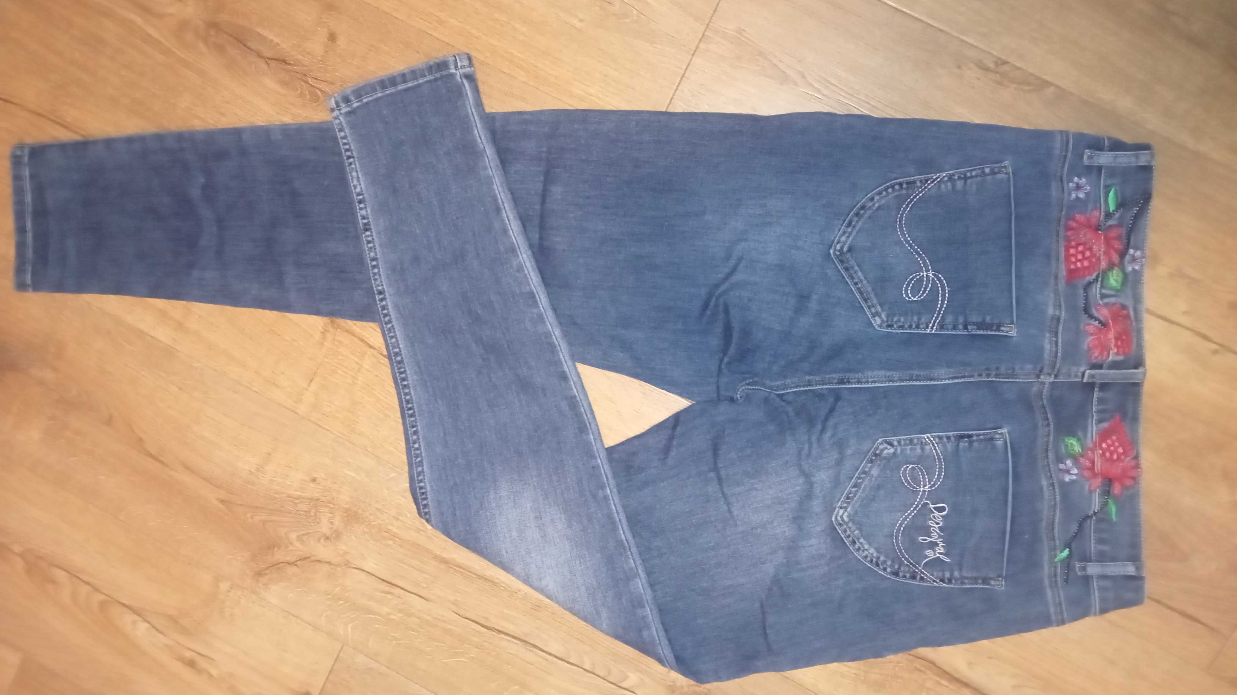 Jeansy Desigual rurki slim fit hafty oryginalne 42 L dżinsy modne