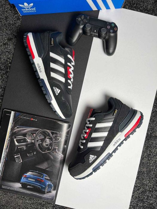 Чоловічі кросівки Adidas ZX 700 Cordura Black White Red замша чорні