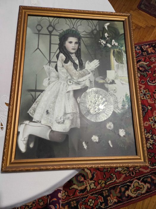 Stara rama, monidło obrazek komunijny lata 60