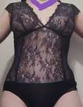 Lingerie body de renda azul escuro, novo com etiqueta