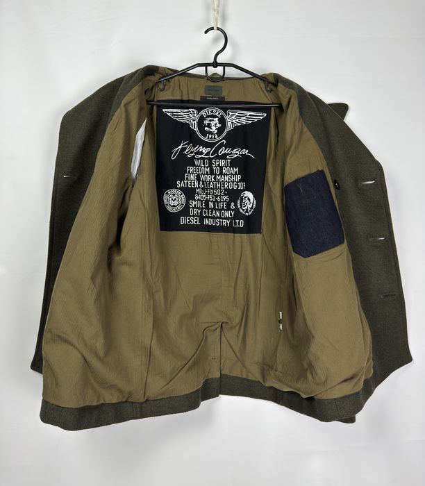 Чоловіче Пальто Бушлат Diesel (Peacoat) L Шерсть Оливковий (Вінтаж)