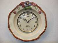 Zegar ceramiczny Mebus Junghans W737 talerz kwiaty ręcznie malowany