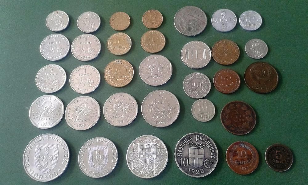 moedas antigas em prata