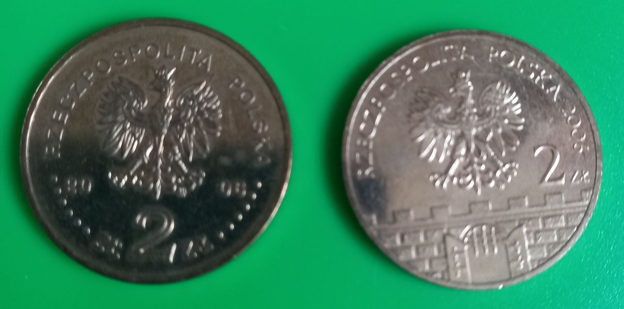 Dwie monety o nominałach 2 zł z 2006 roku