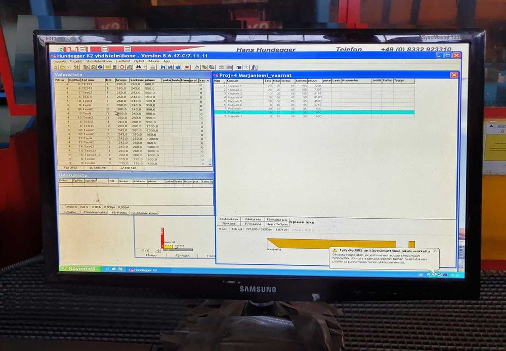 Linia ciesielska CNC Hundegger K2 + BHF ( frezarka do bala )