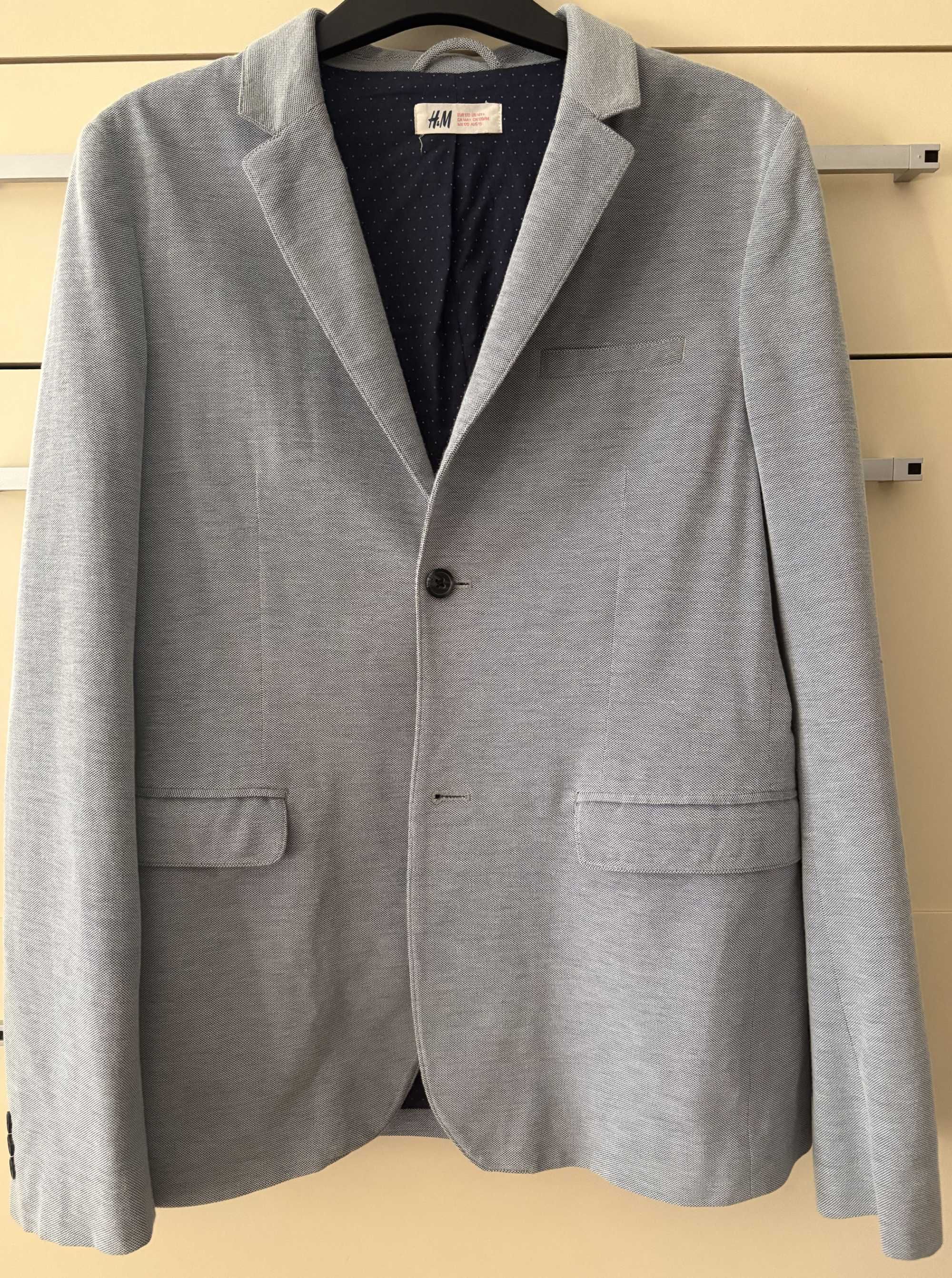 Marynarka juniorska H&M szaroniebieska pique, 170, 14+