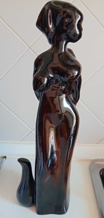 Vintage Estatua escultura em Ceramica mulher Africana nua