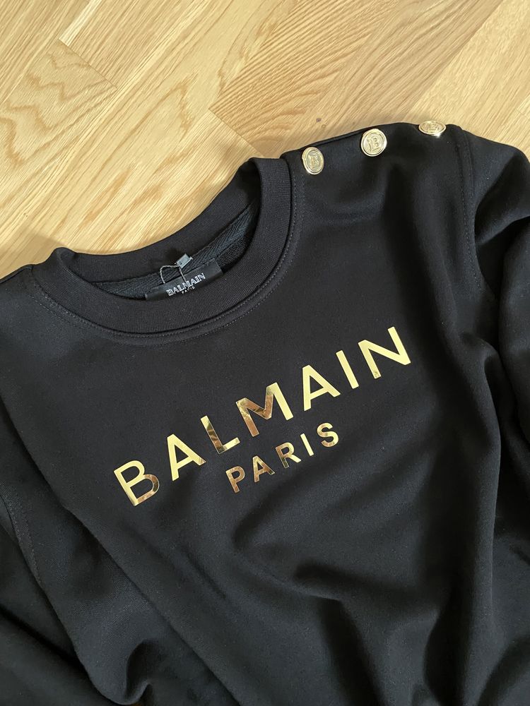 Balmain Paris bluza czarna złote logo i guziki r.L