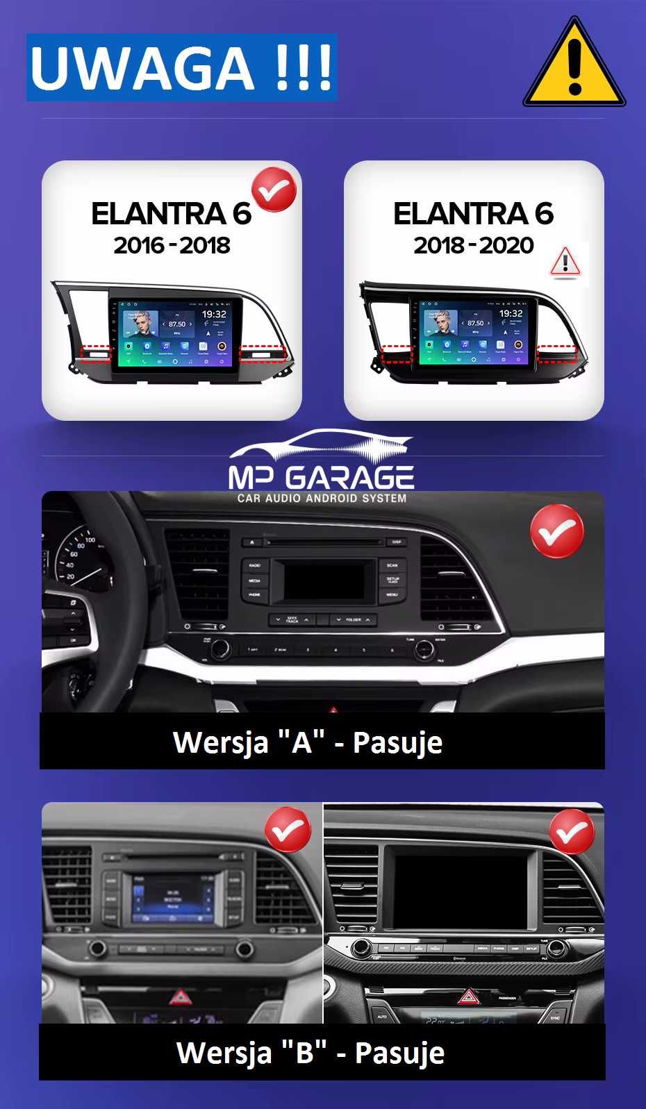 Radio Android Hyundai Elantra 2016_2018 CarPlay/AndroidAuto 4G Montaż