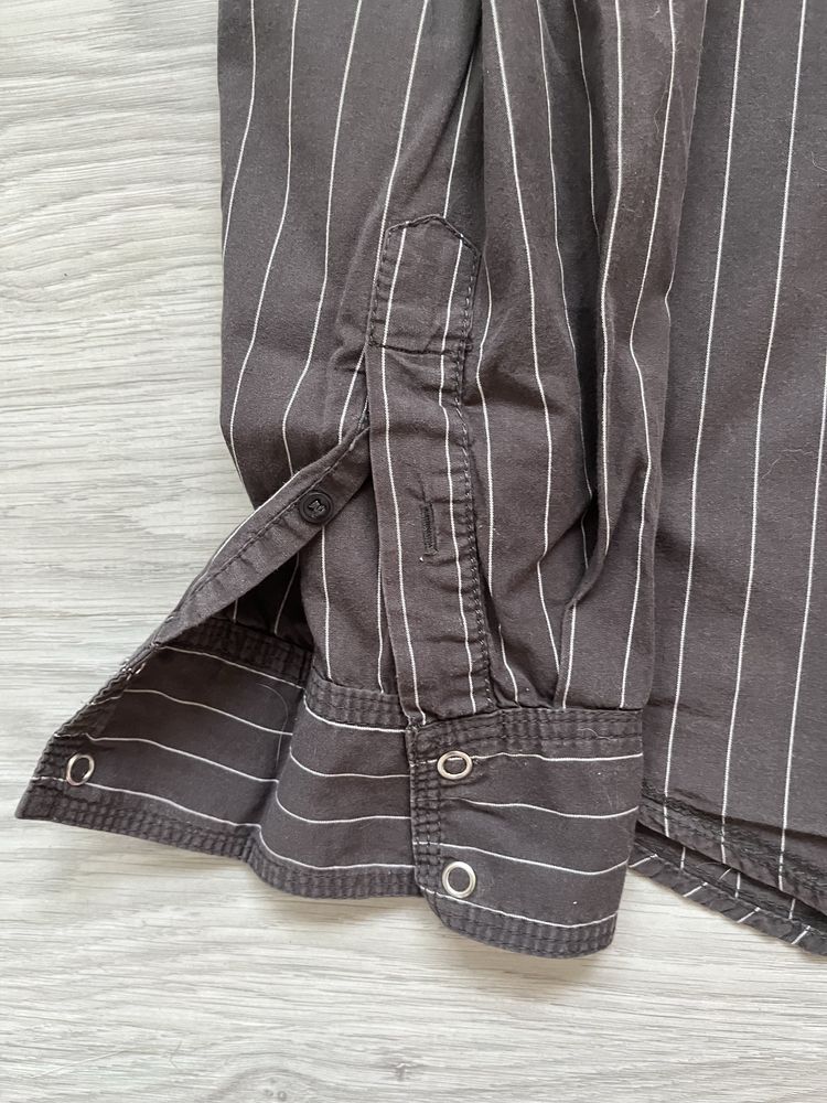 Next size M koszula męska szara w prążki pagony kieszenie naszywki