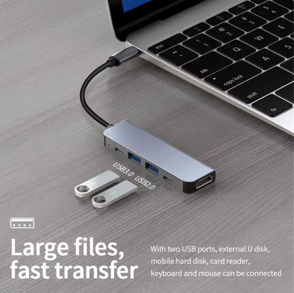 USB 3.0 хаб + конвертер HDMI 4K SmartGo HUC Power Delivery Type-C