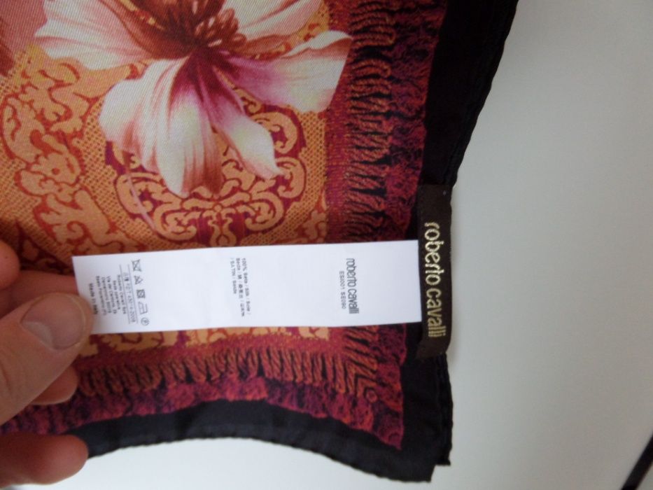 ROBERTO CAVALLI Bandana Chusta Szalik Made in Italy Kwiatowa NOWA !