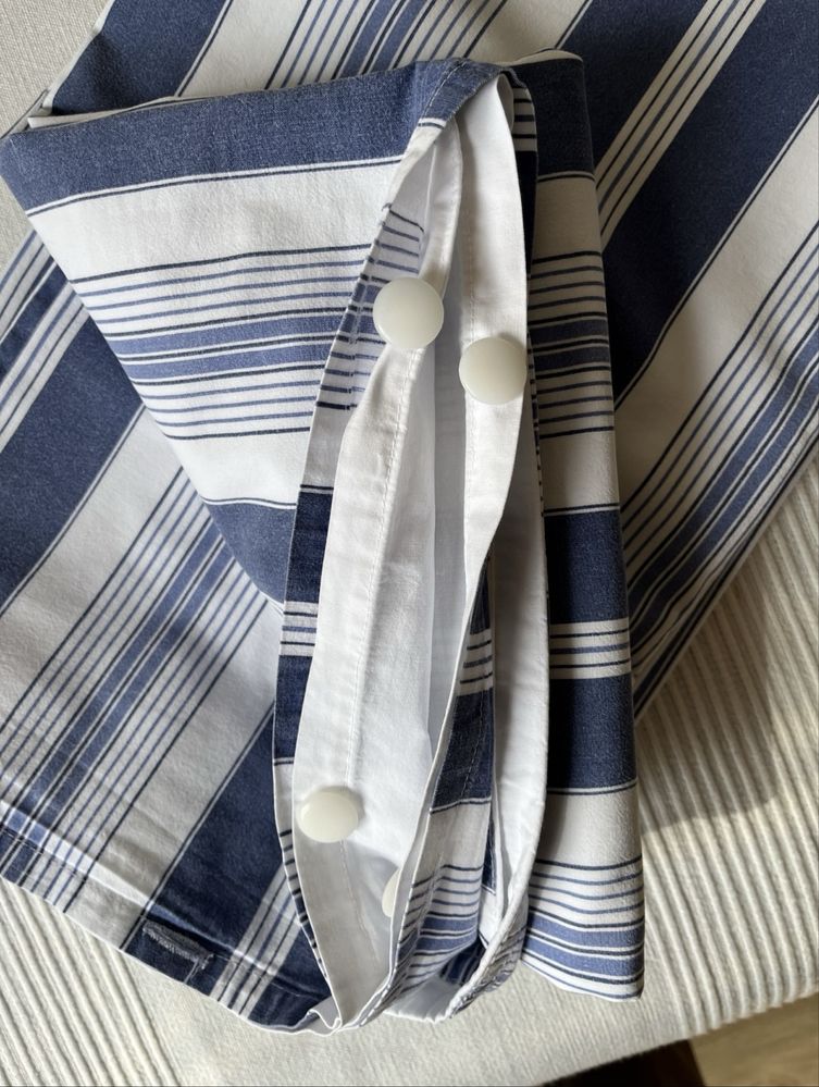 Conjunto cama casal azul e branco