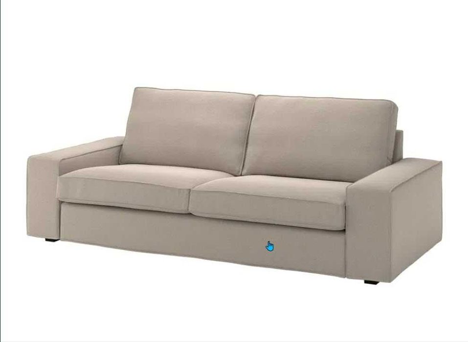 Sofá Ikea Kivik 3 lugares + repousa pés em castanho + capas extra bege