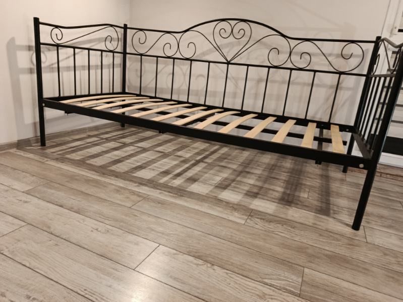 Łóżko metalowe czarne 90x200