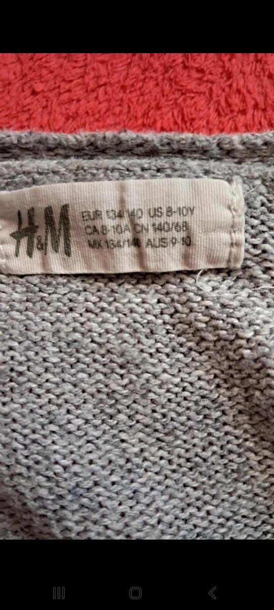 Sweter długi szary H&M 134