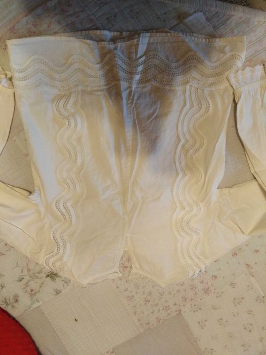 Bluzka ecri bawełniana z koronką bawełnianą ZARA