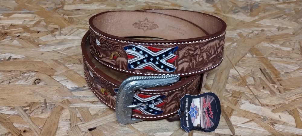 Stars & Stripes Pas Skórzany Kowbojski Country Western Pasek